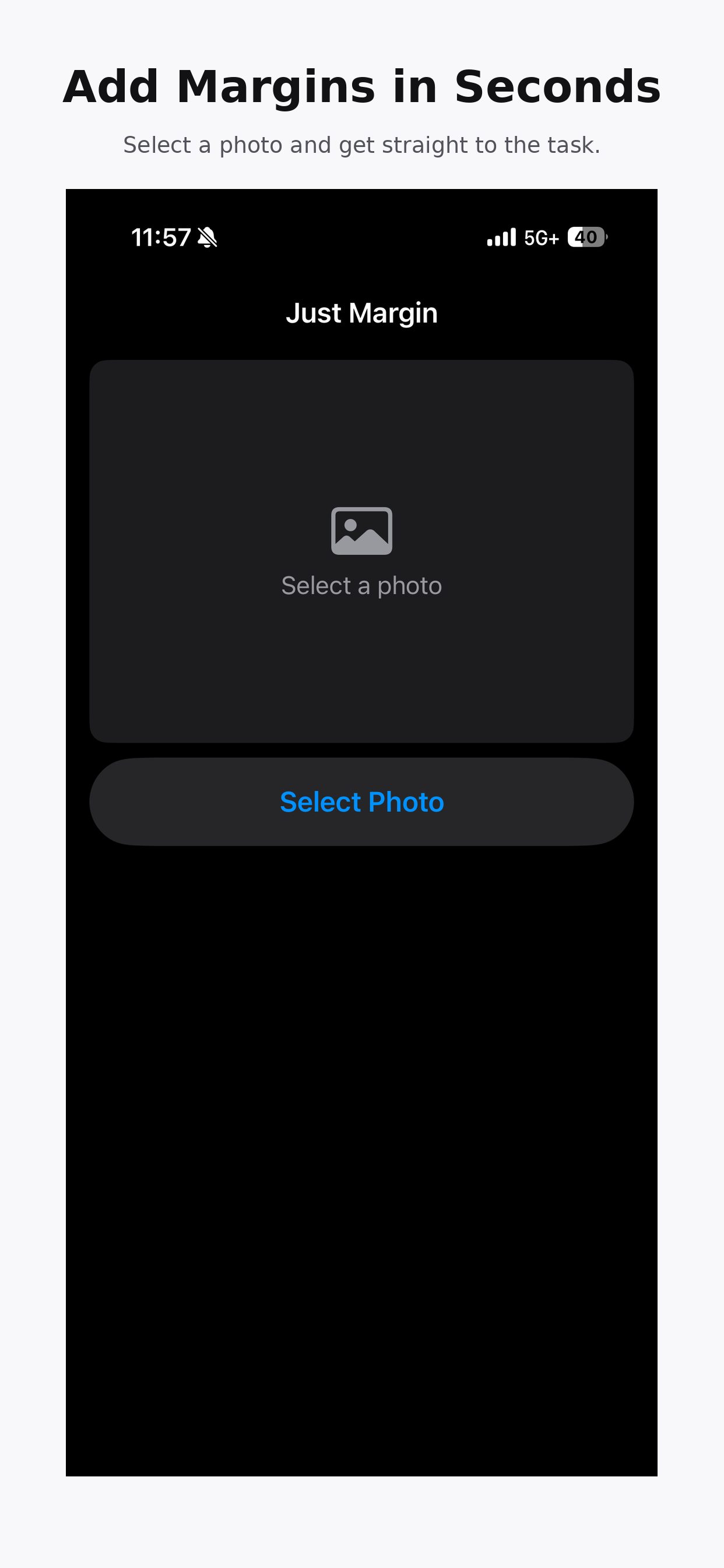 Photo picker screen with a Select Photo button