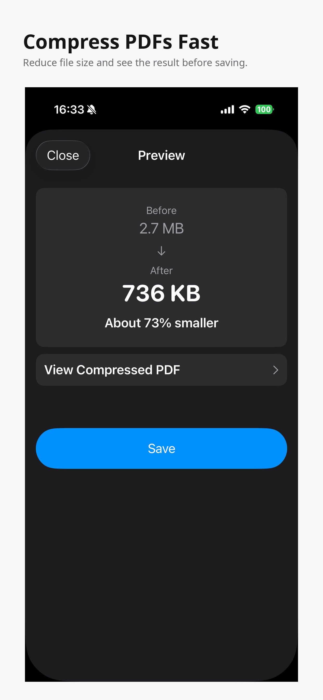 A PDF compressed from 2.7 MB to 736 KB