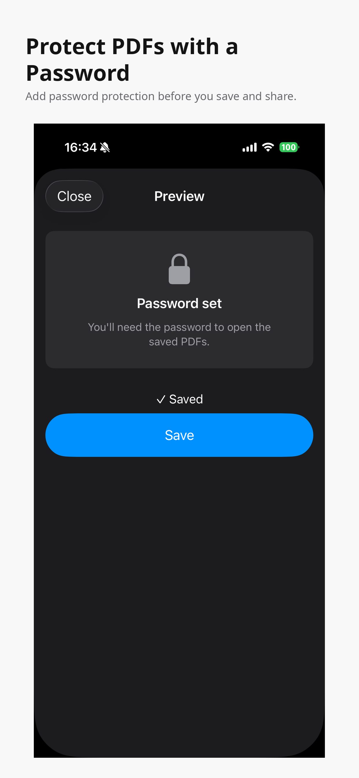 Password set on a PDF